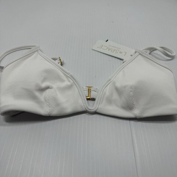 L Space Bikini Top Ribbed Women's White Wired Front Helena Size XS Pool Vacay - Picture 8 of 11